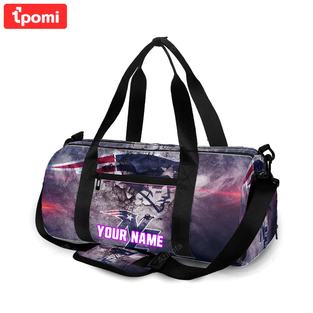 New england patriots crack purple wall personalized name travel bag gym bag 416 Travel Bag