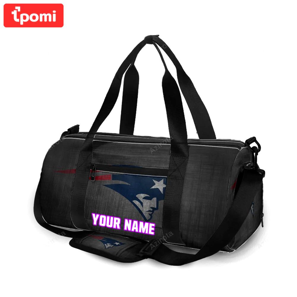 New england patriots gray personalized name travel bag gym bag 559 Travel Bag