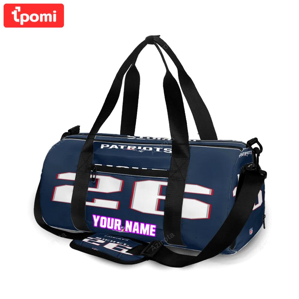 New england patriots michael 26 uniform personalized name travel bag gym bag 132 Travel Bag