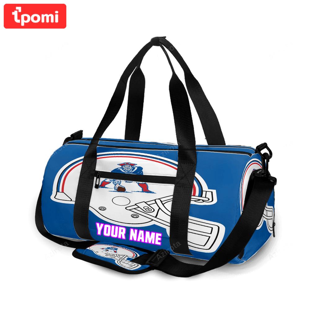 New england patriots pat helmet blue personalized name travel bag gym bag 1107 Travel Bag