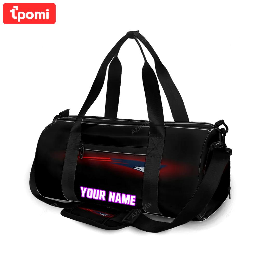 New england patriots red black personalized name travel bag gym bag 1788 Travel Bag