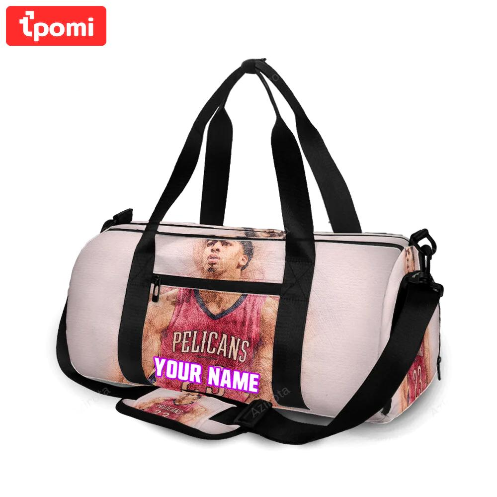 New orleans pelicans 23 anthony david v26 personalized name travel bag gym bag 1444 Travel Bag