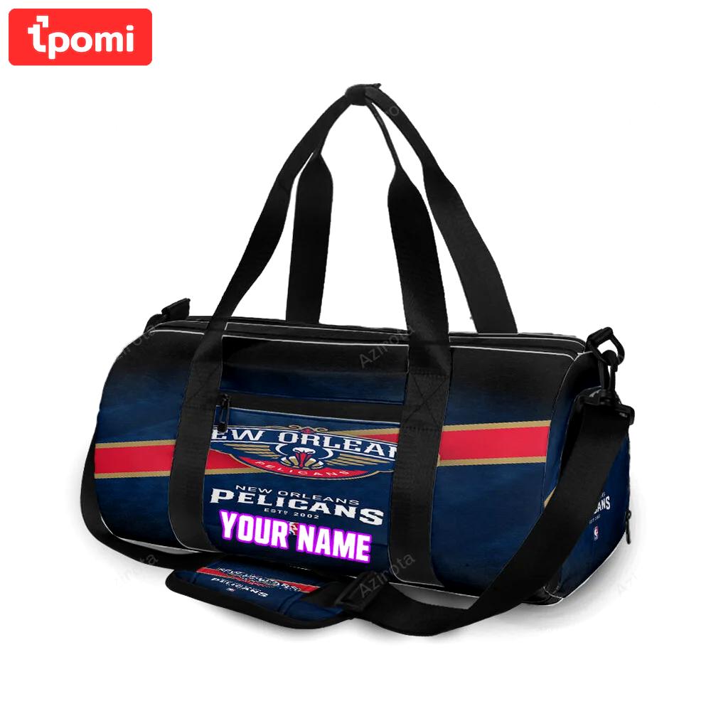 New orleans pelicans emblem v4 personalized name travel bag gym bag 489 Travel Bag