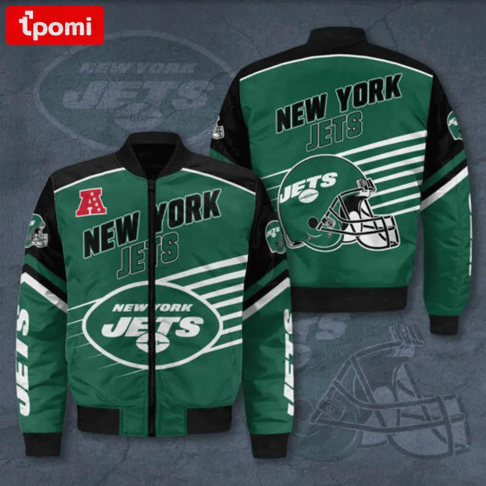 New york giants 3d pattern bomber jacket – green Bomber Jacket