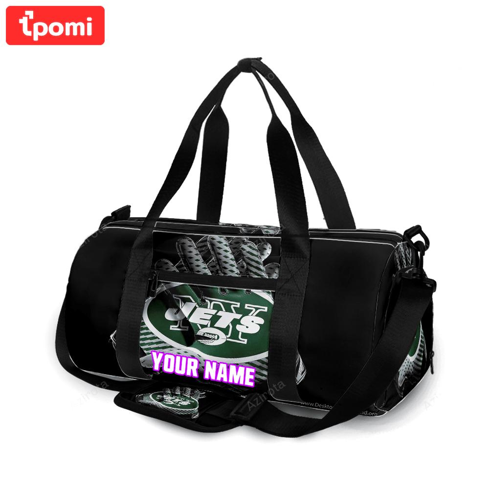 New york jets emblem v15 personalized name travel bag gym bag 549 Travel Bag