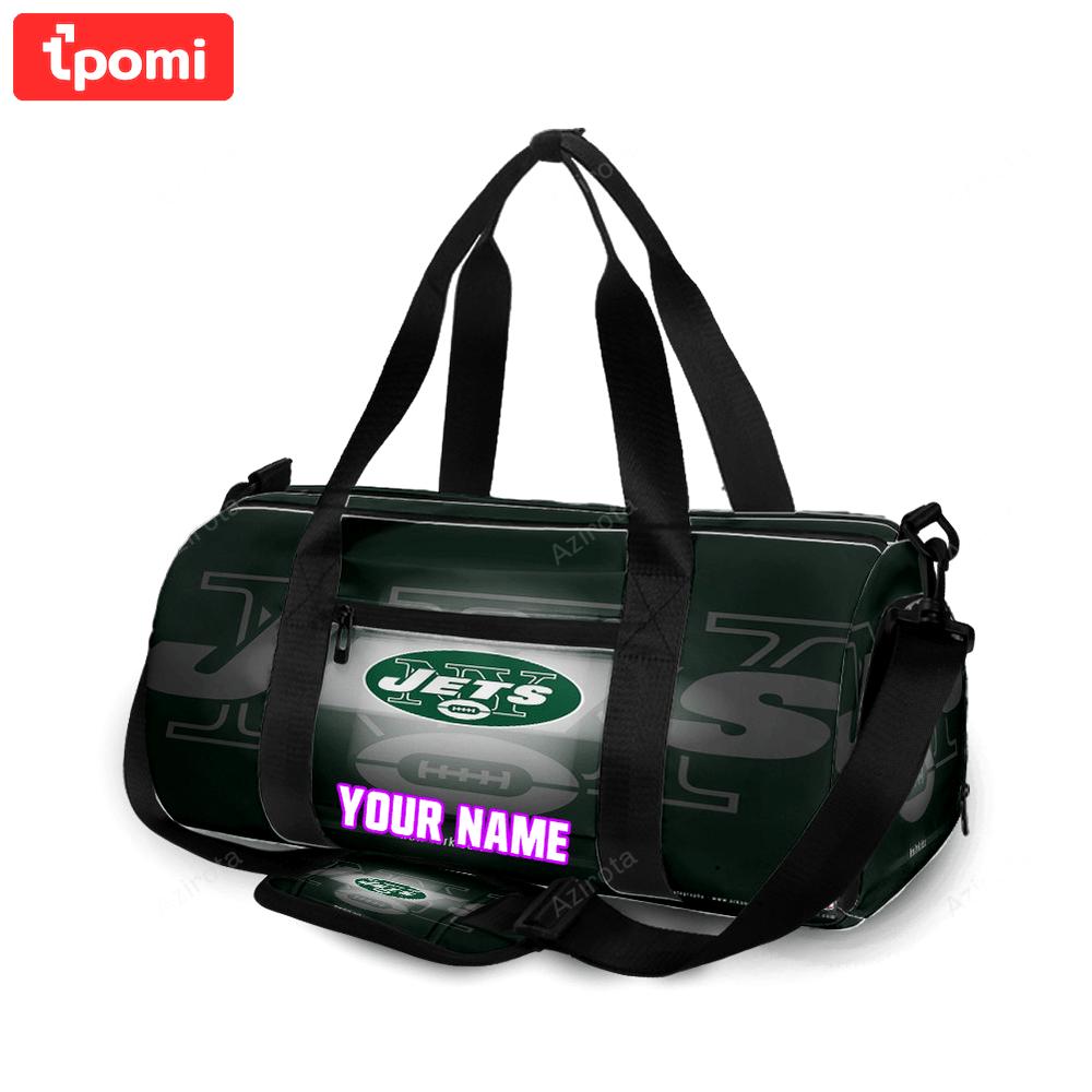 New york jets emblem v4 personalized name travel bag gym bag 1638 Travel Bag