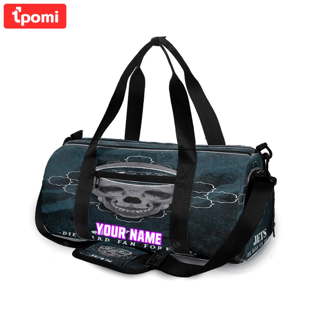 New york jets skull v41 personalized name travel bag gym bag 1337 Travel Bag
