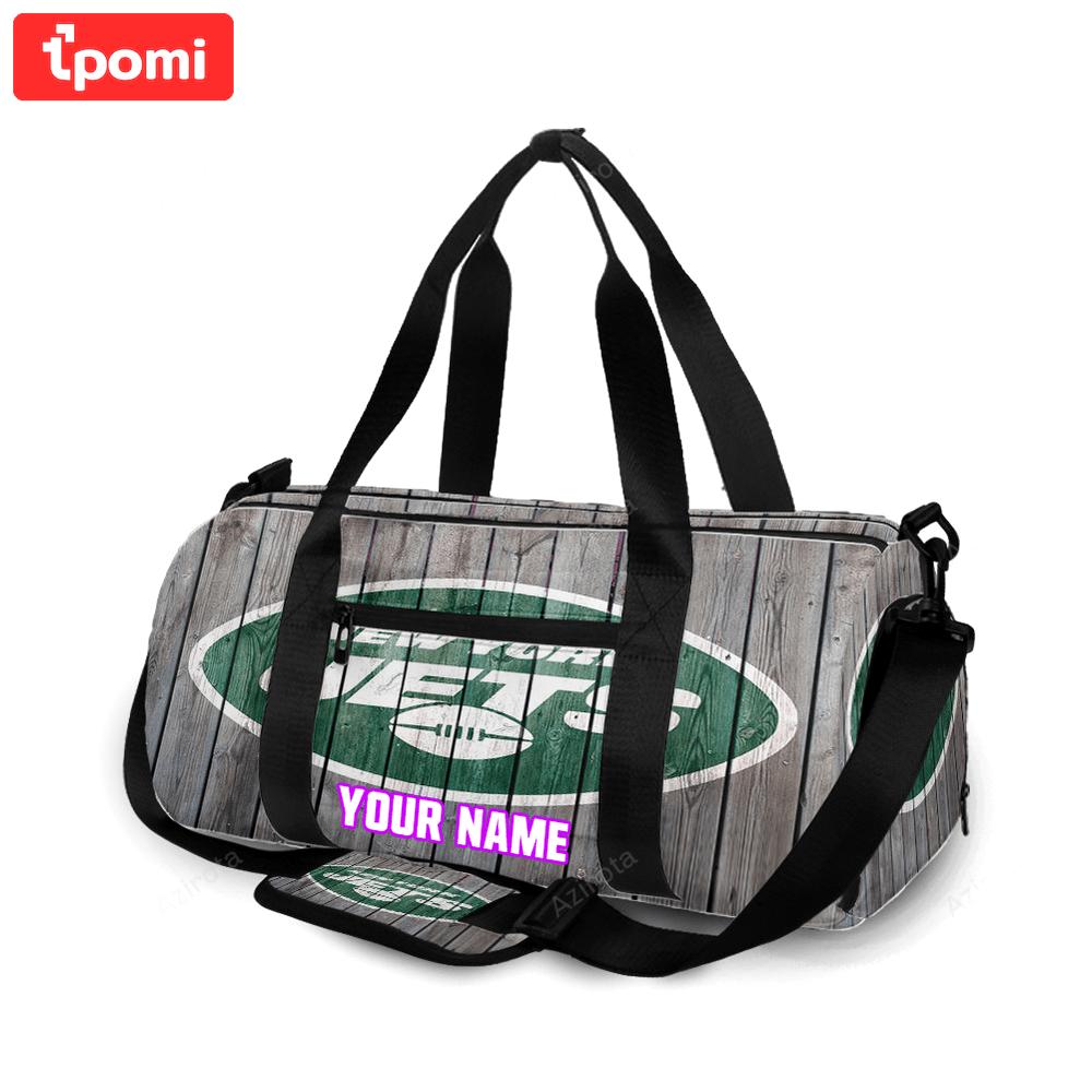New york jets wooden v33 personalized name travel bag gym bag 975 Travel Bag