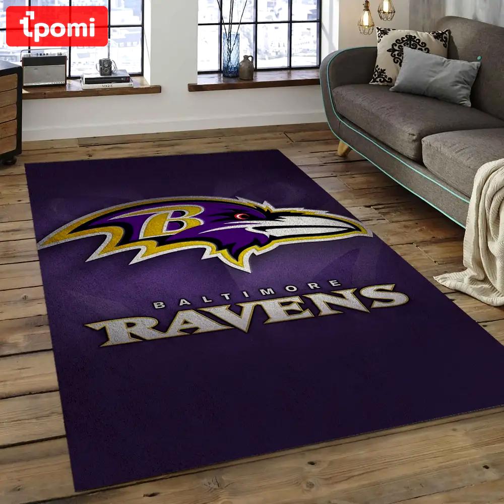 Nfl baltimore ravens iiconic football team logo rectangle area rug brv03 Rectangle Rug