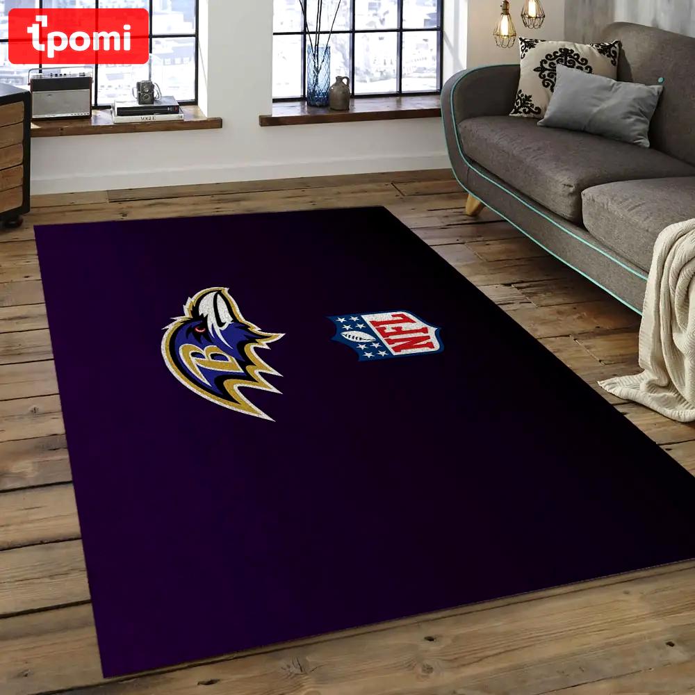 Nfl baltimore ravens sprirted football team logo rectangle area rug brv04 Rectangle Rug