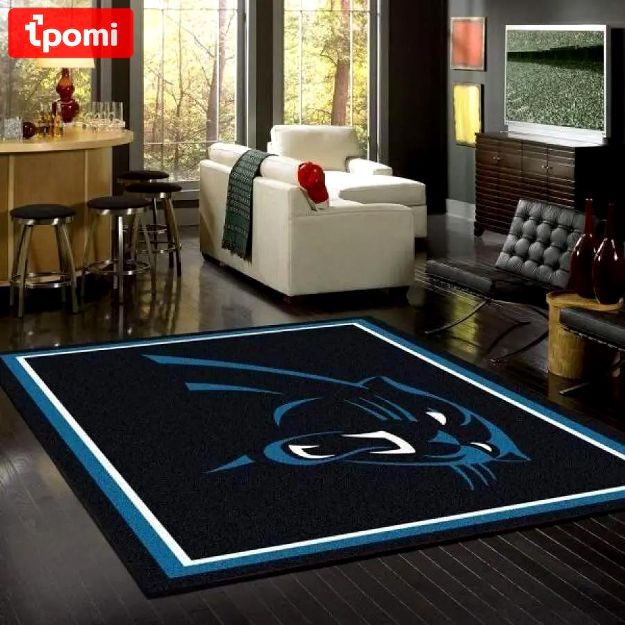 Nfl carolina panthers team logo area rug living room rug home decor Rectangle Rug