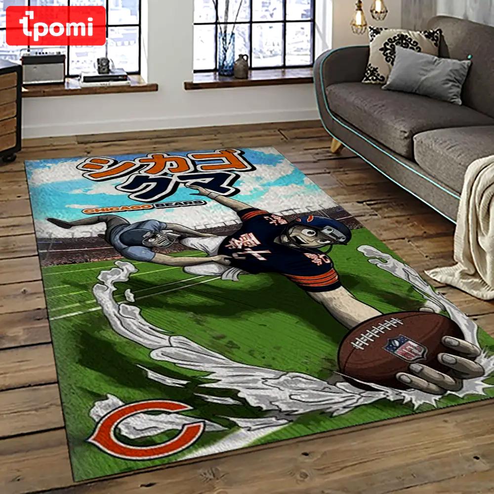 Nfl chicago bears football team logo sport carpet rectangle area rug for living room ccb22 Rectangle Rug