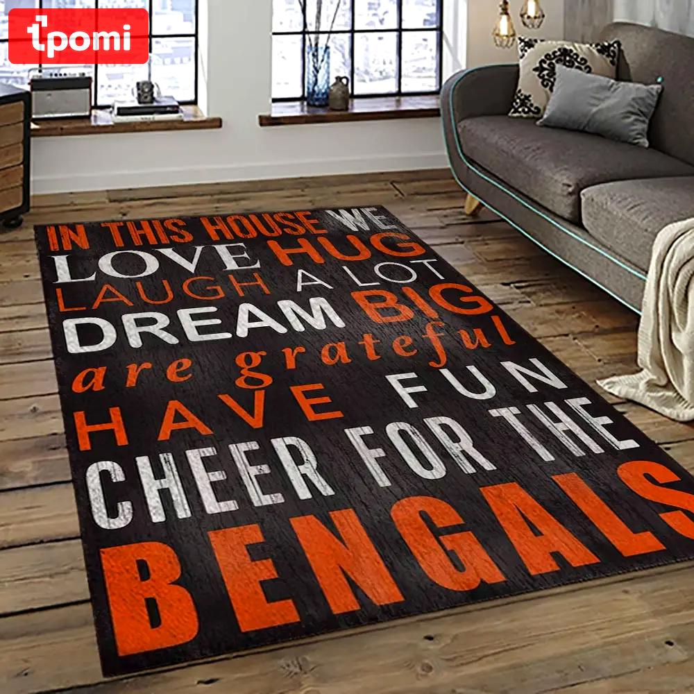 Nfl cincinnati bengals football team logo sport carpet area rug who dey nation gift for friends cnns30 Rectangle Rug