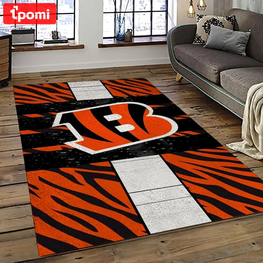 Nfl cincinnati bengals football team logo sport carpet area rug who dey nation gift for friends cnns67 Rectangle Rug