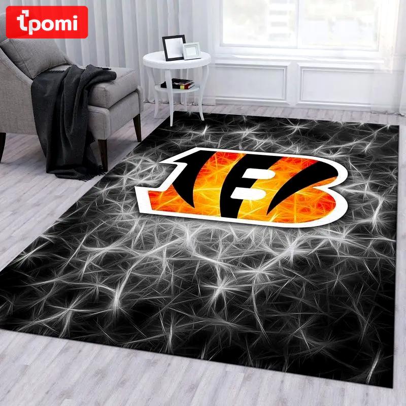 Nfl cincinnati bengals team area rug living room carpet home rug 13 Rectangle Rug