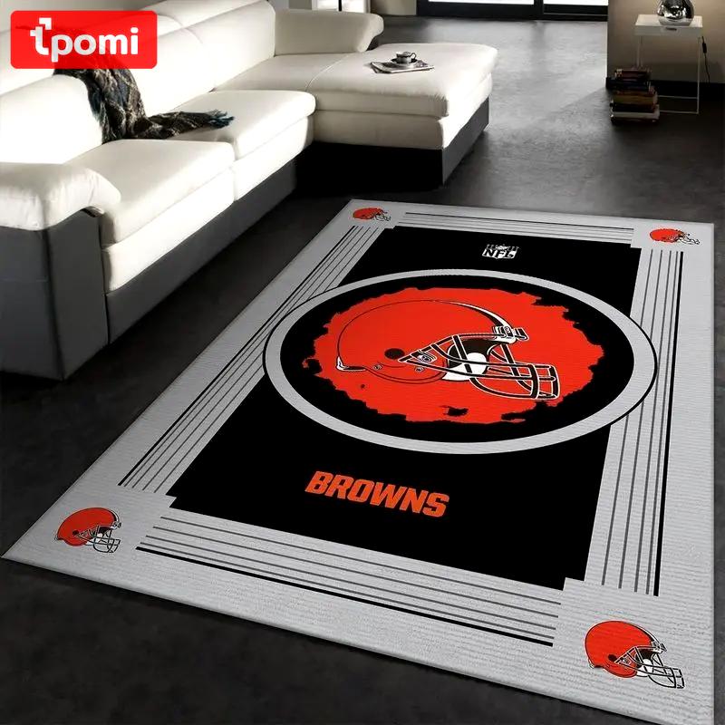 Nfl cleveland browns area rug football rug carpet floor decor home decor 15 Rectangle Rug