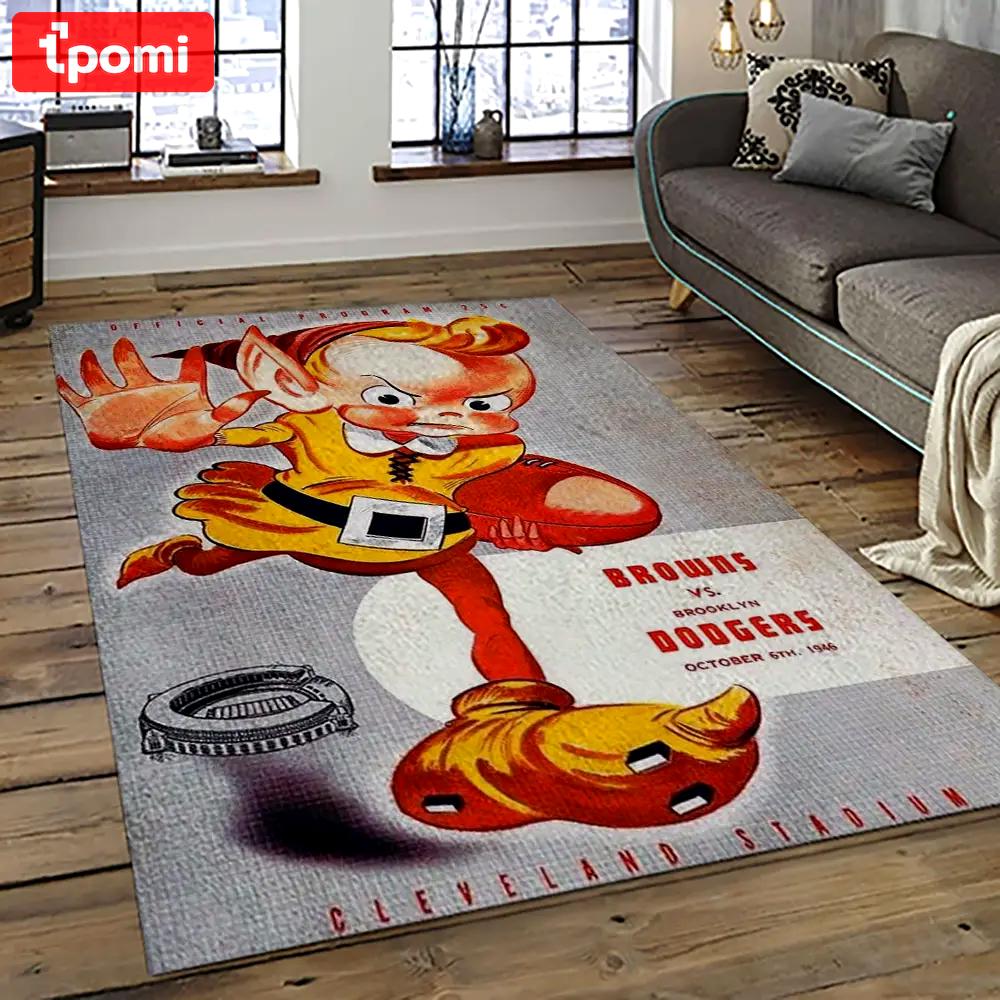 Nfl cleveland browns football team logo sport carpet rectangle area rug for living room cb09 Rectangle Rug