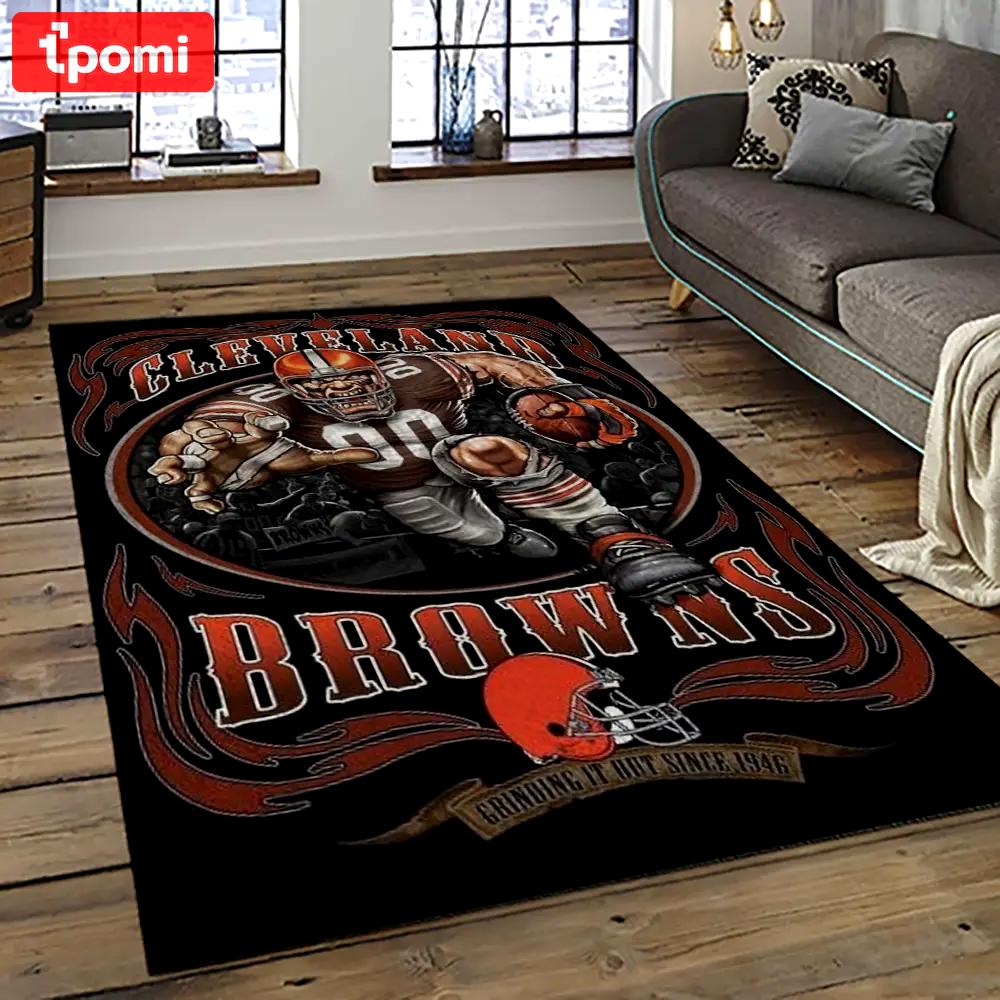 Nfl cleveland browns football team logo sport carpet rectangle area rug for living room cb39 Rectangle Rug