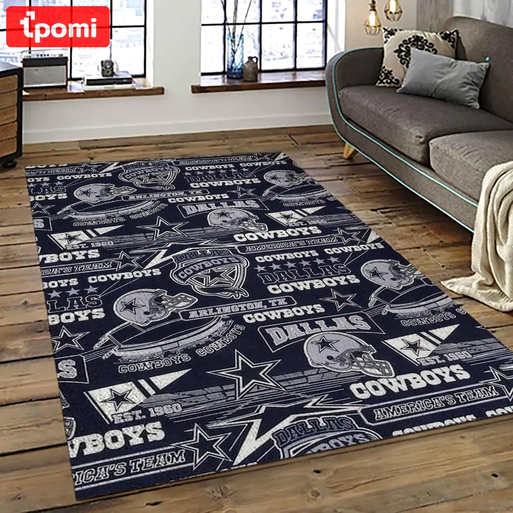 Nfl dallas cowboy football team logo sport carpet rectangle area rug for living room dc28 Rectangle Rug
