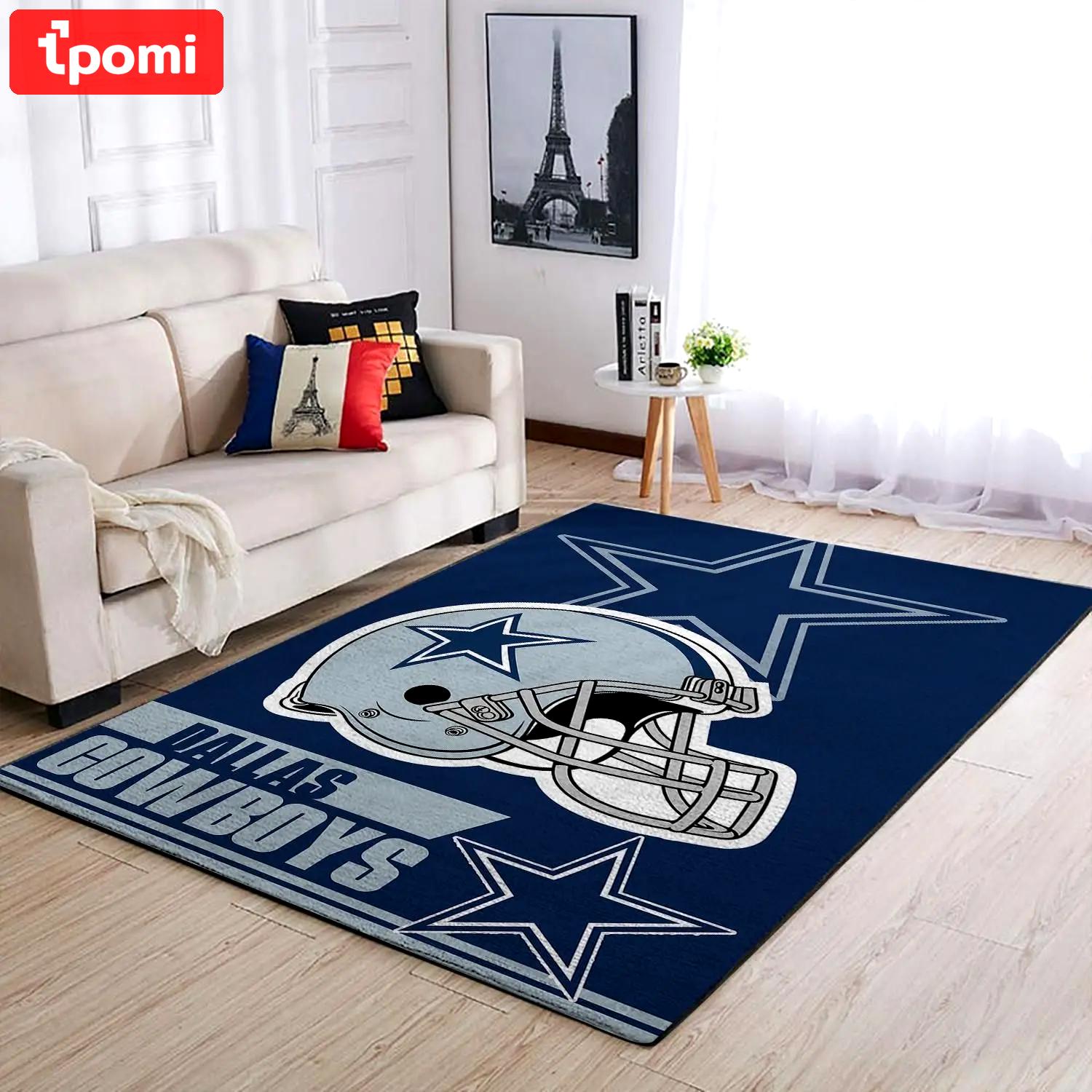 Nfl dallas cowboys team logo helmet rectangle area rug living room carpet Rectangle Rug