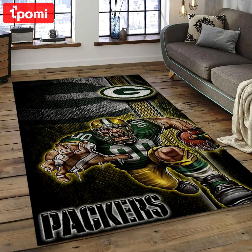Nfl green bay packers football team logo rectangle area rug gbp05 Rectangle Rug