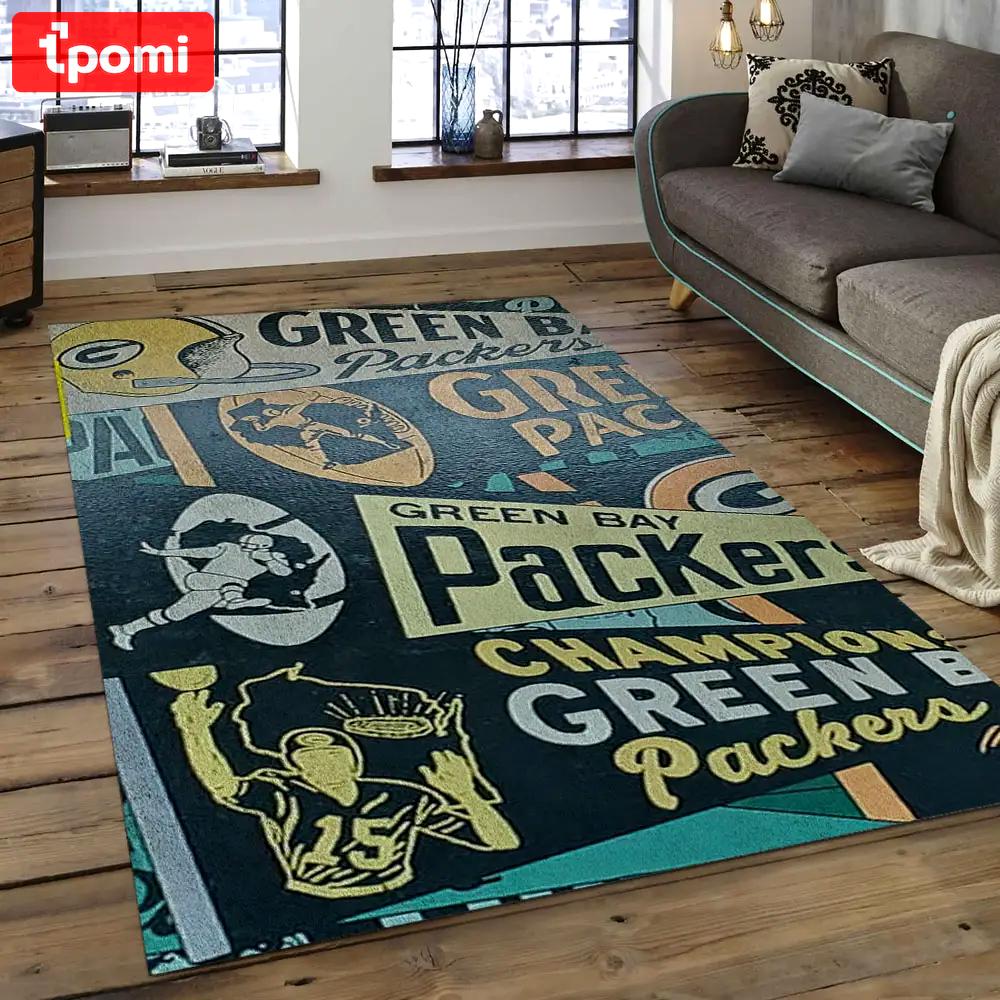 Nfl green bay packers football team logo rectangle area rug gbp33 Rectangle Rug