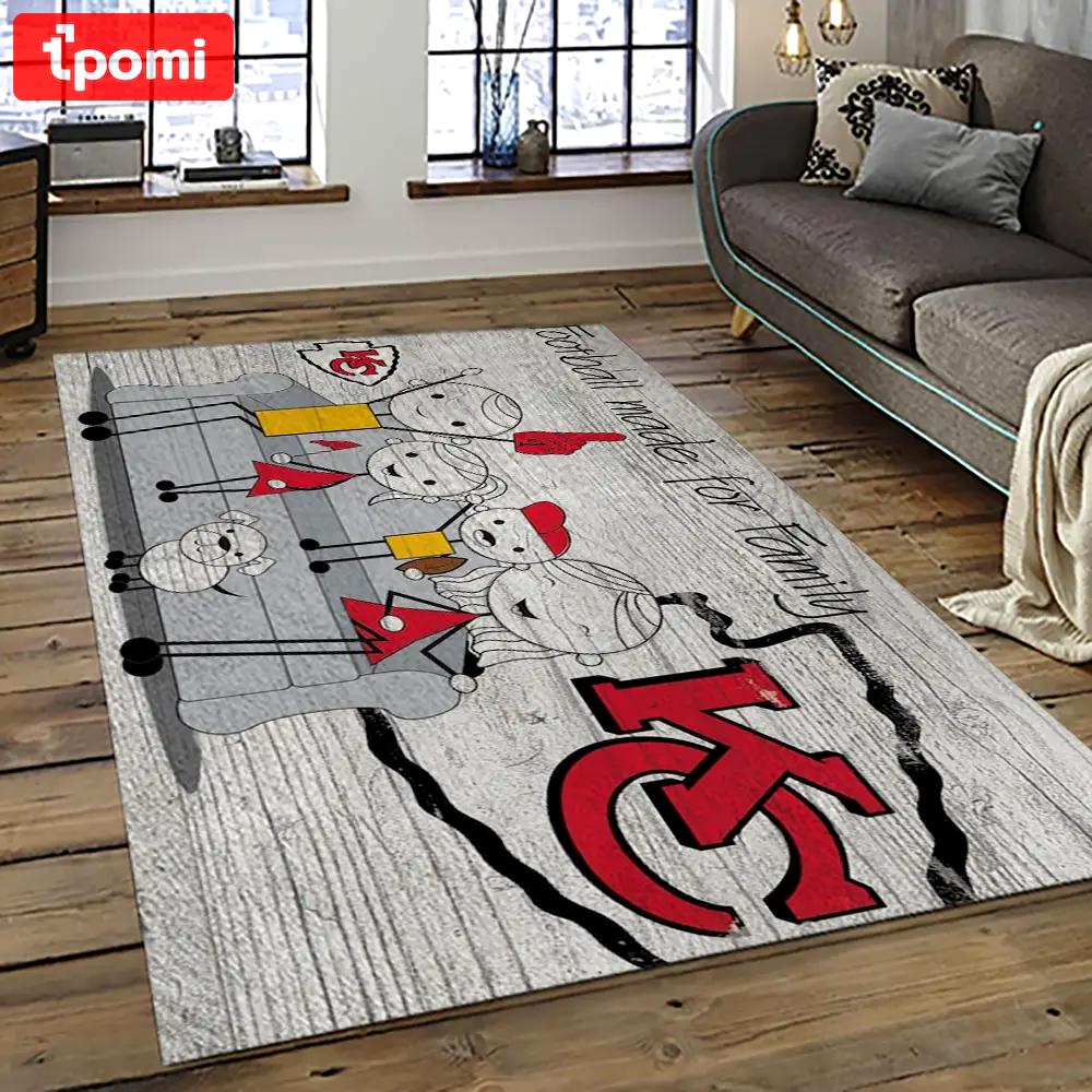 Nfl kansas city chiefs football team logo sport carpet rectangle area rug for living room kcc33 Rectangle Rug