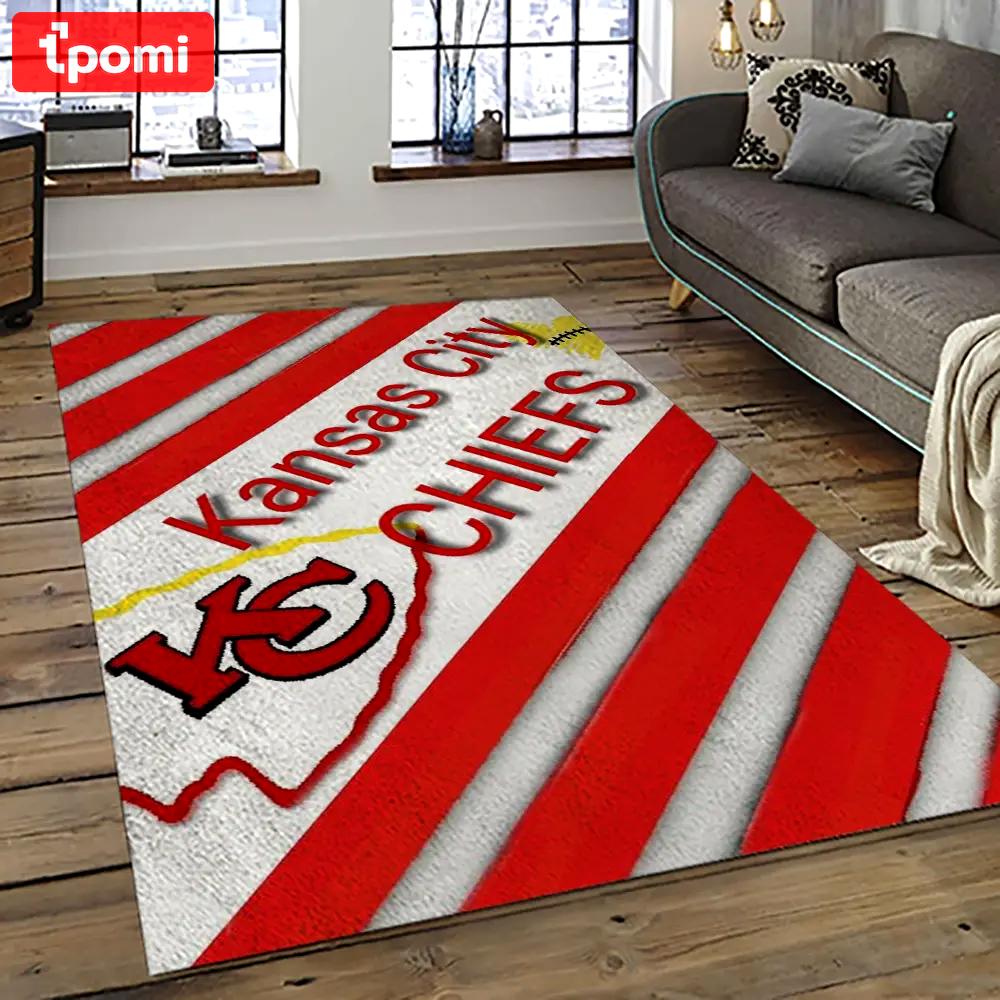 Nfl kansas city chiefs football team logo sport carpet rectangle area rug for living room kcc45 Rectangle Rug