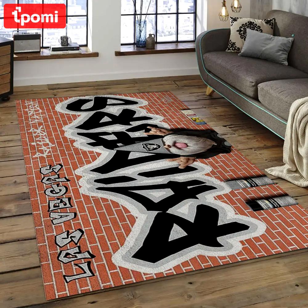 Nfl las vegas raiders football team logo rectangle area rug lvr11 Rectangle Rug