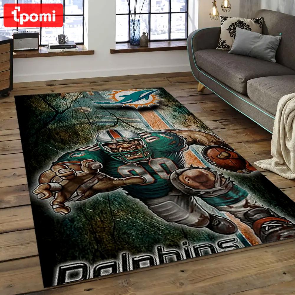 Nfl miami dolphins  football team logo rectangle area rug mmd05 Rectangle Rug