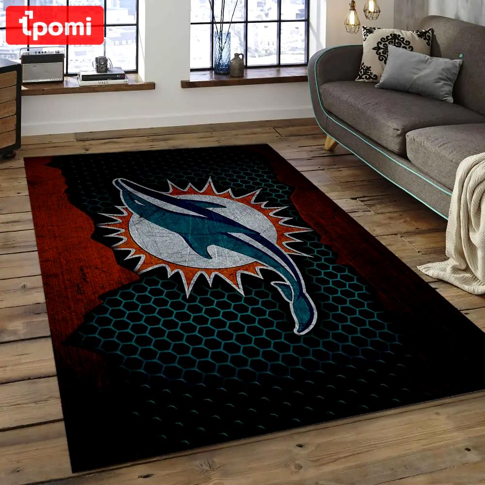 Nfl miami dolphins football team logo rectangle area rug mmd32 Rectangle Rug