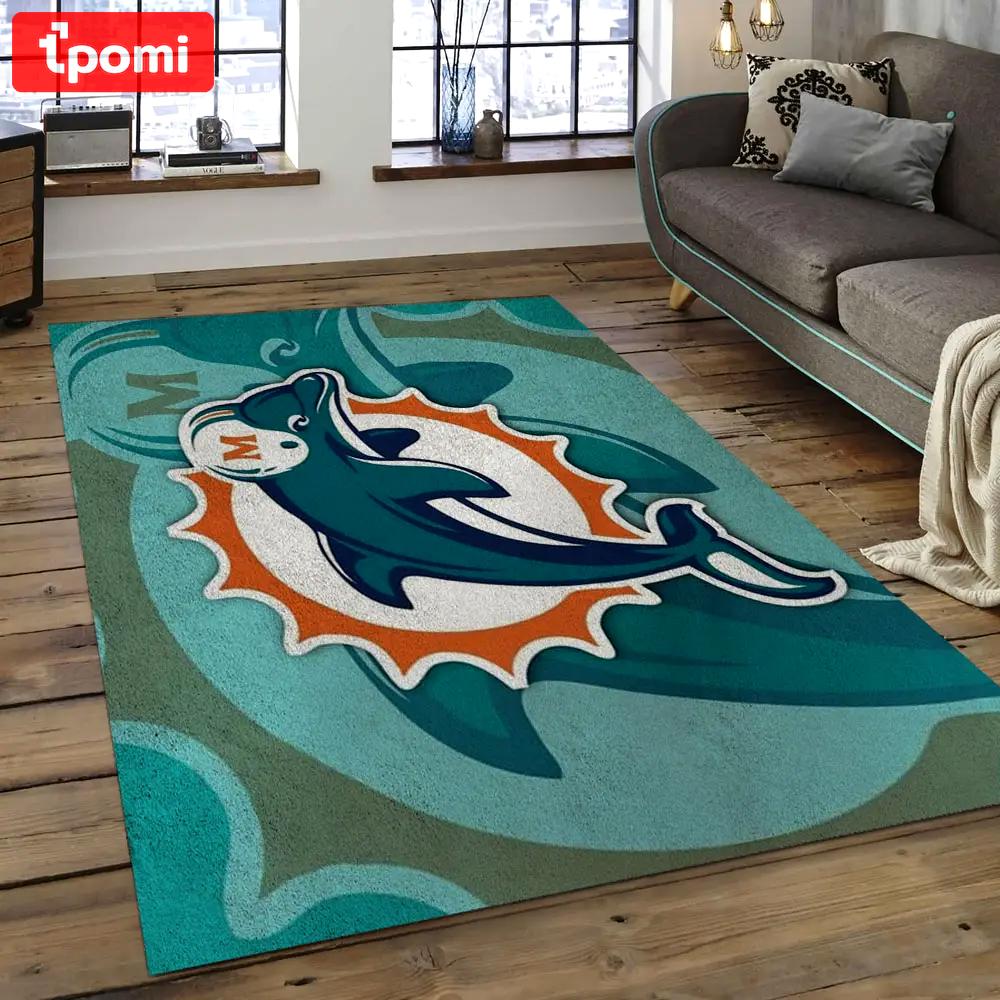 Nfl miami dolphins football team logo rectangle area rug mmd42 Rectangle Rug
