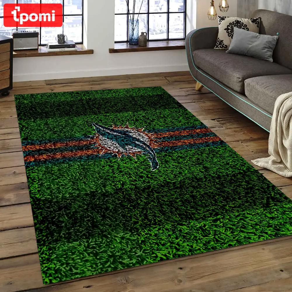 Nfl miami dolphins football team logo rectangle area rug mmd45 Rectangle Rug