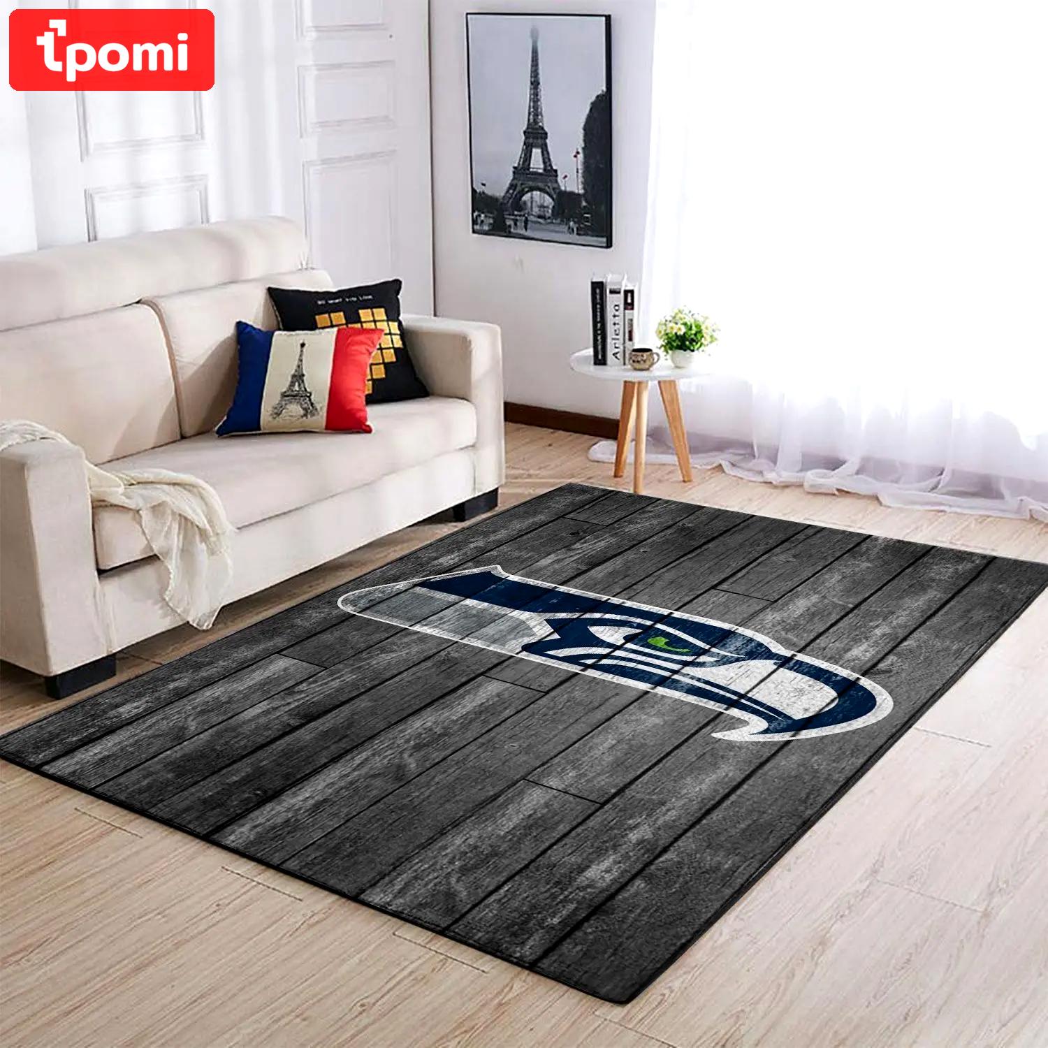 Nfl seattle seahawks football sport rug wooden style living room area rug 25 Rectangle Rug