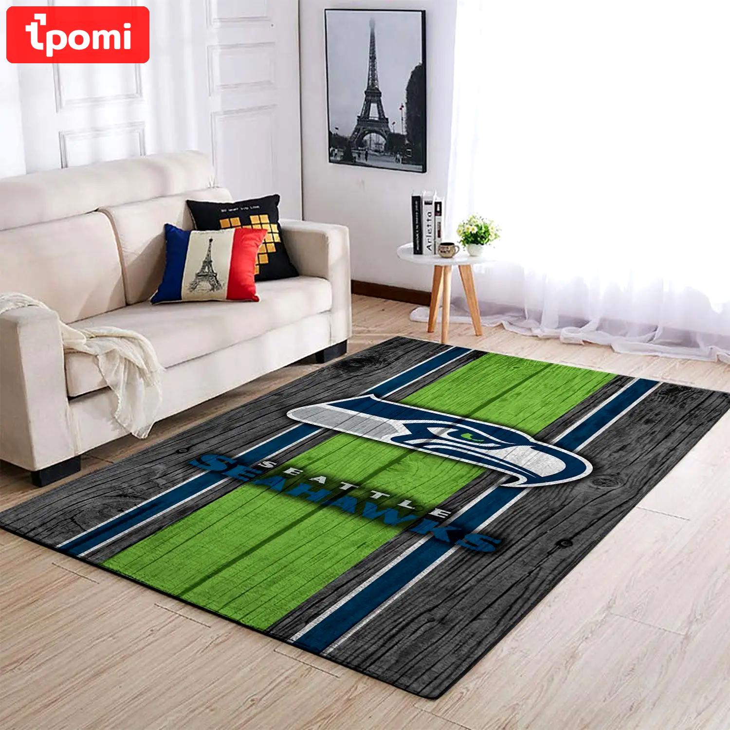 Nfl seattle seahawks football sport rug wooden style living room area rug 26 Rectangle Rug