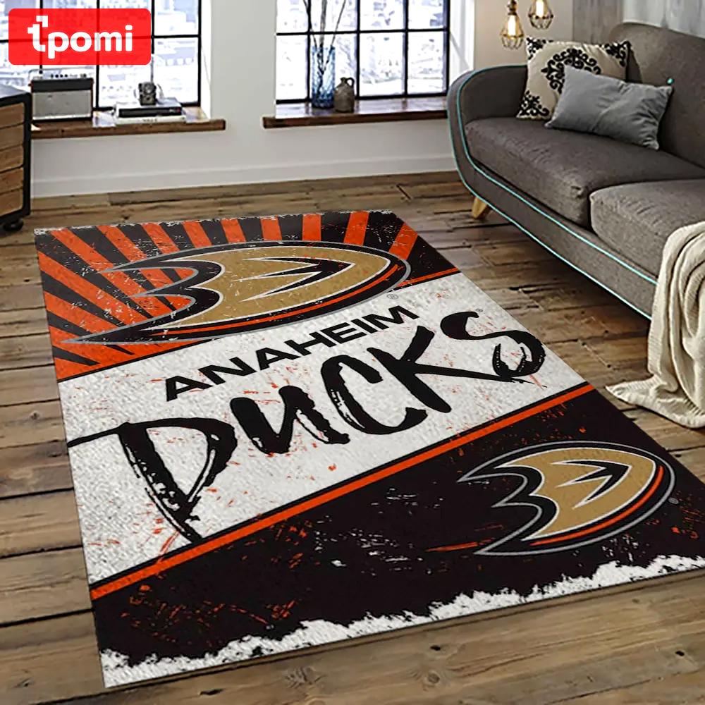 Nhl anaheim ducks ice hockey team logo sport carpet area rug home decor gift the ducks gift for fans gift for son ahd1 Rectangle Rug