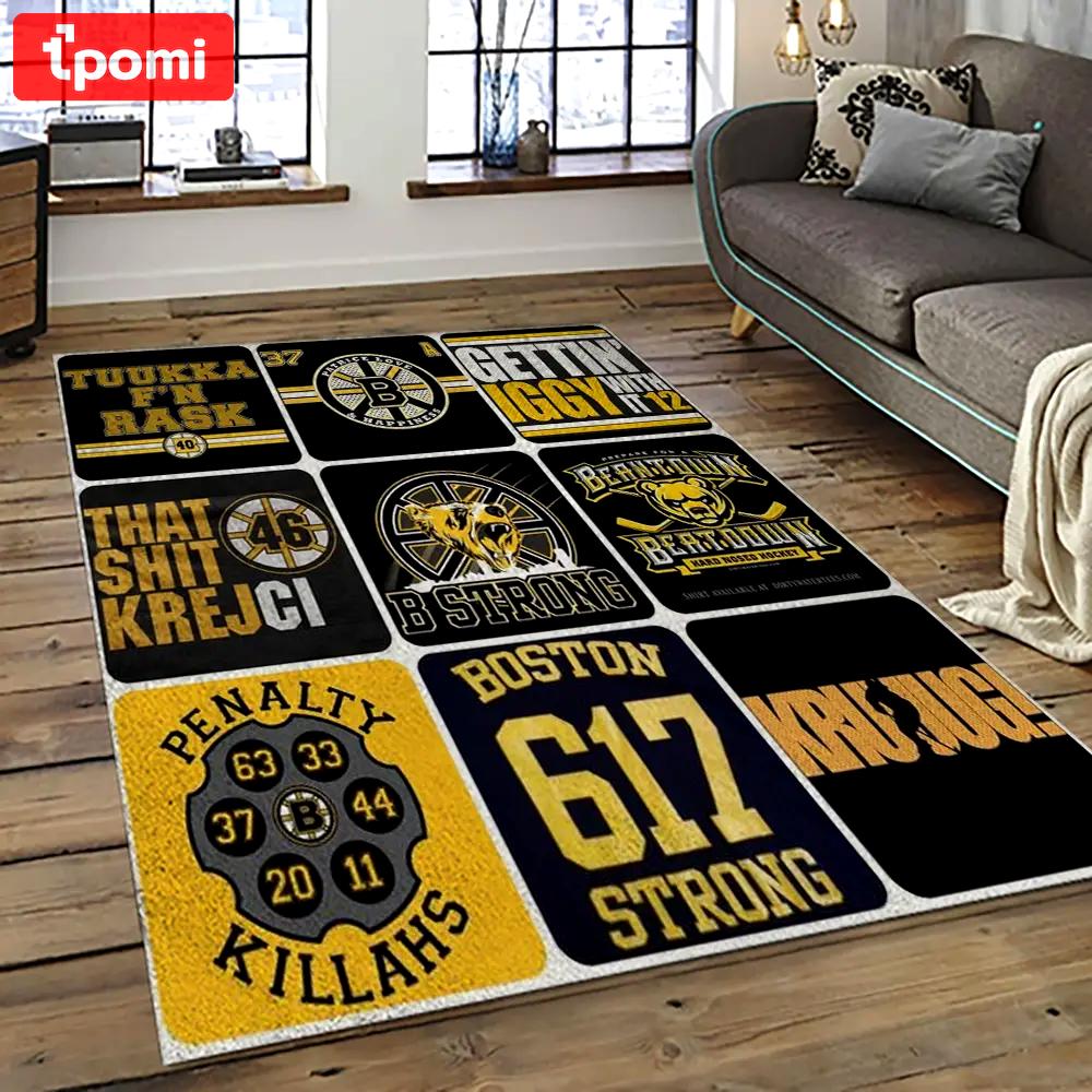 Nhl boston bruins hockey team logo sport carpet rectangle area rug for living room bb07 Rectangle Rug