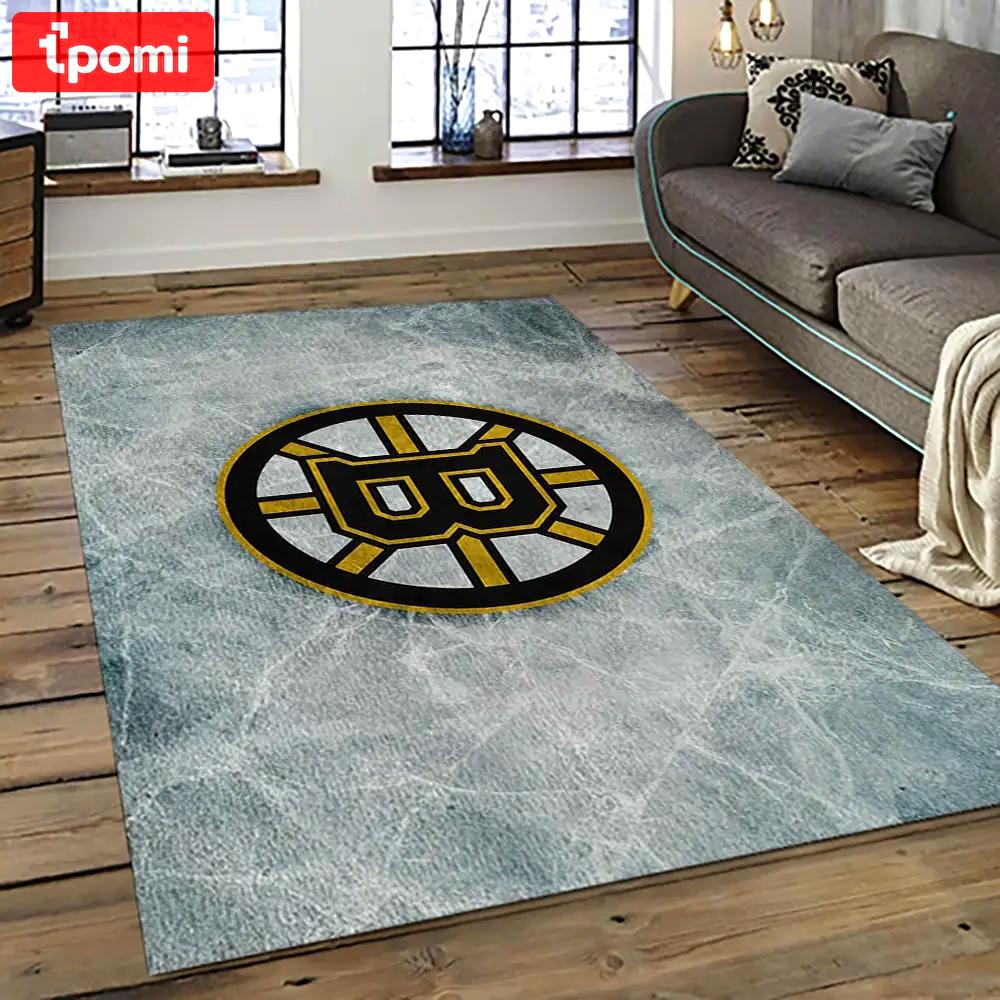Nhl boston bruins hockey team logo sport carpet rectangle area rug for living room bb53 Rectangle Rug