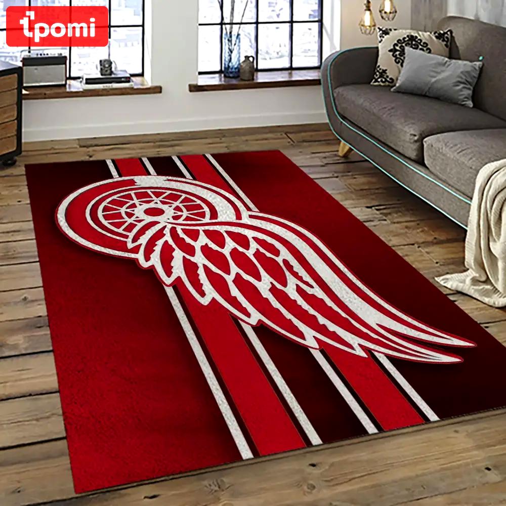 Nhl detroit red wings hockey team logo sport carpet rectangle area rug for living room drw45 Rectangle Rug