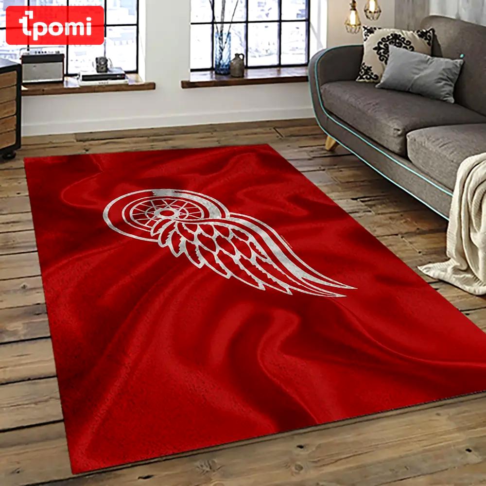 Nhl detroit red wings hockey team logo sport carpet rectangle area rug for living room drw80 Rectangle Rug