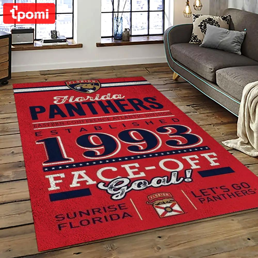 Nhl florida panthers hockey team logo sport carpet rectangle area rug for living room fp09 Rectangle Rug