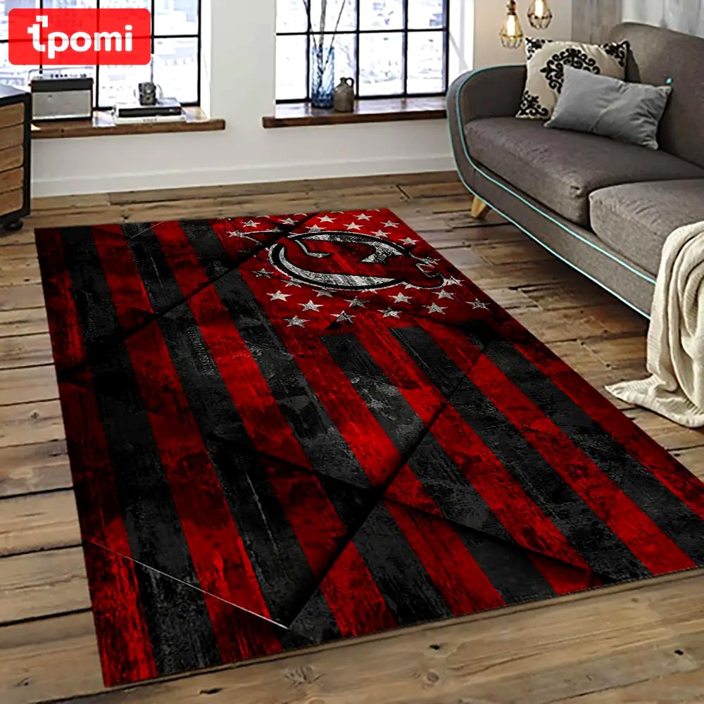 Nhl new jersey devils hockey team logo sport carpet rectangle area rug for living room njd36 Rectangle Rug