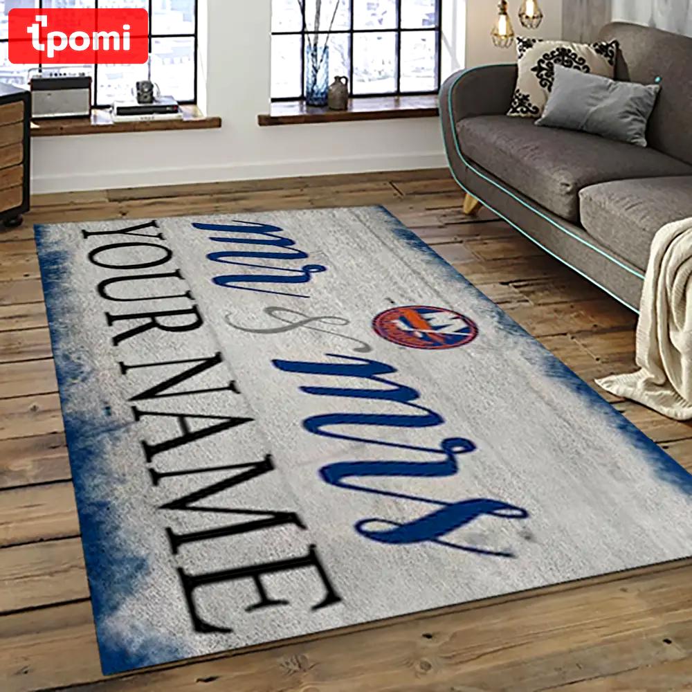 Nhl new york islanders hockey team logo sport carpet rectangle area rug for living room nyi20 Rectangle Rug