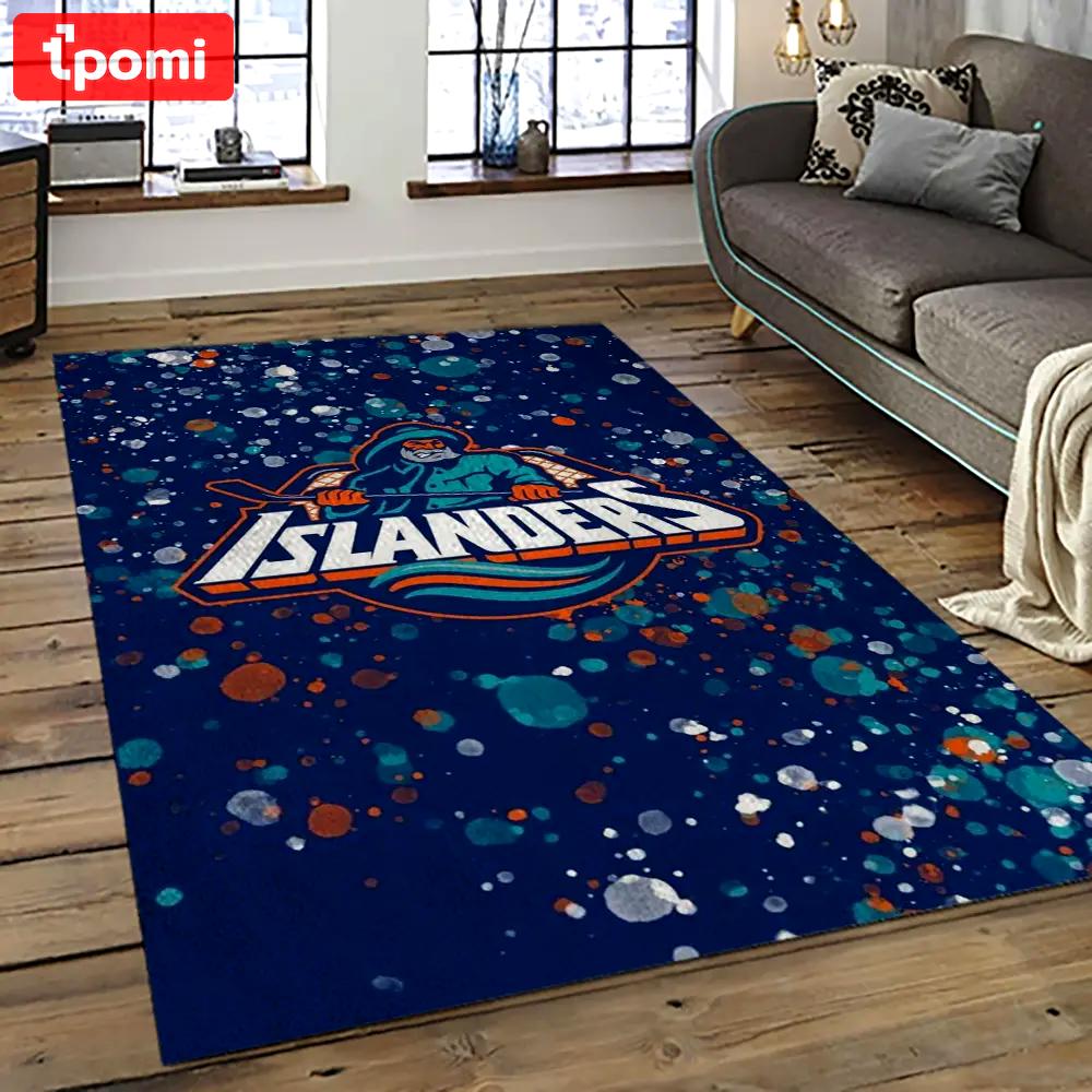Nhl new york islanders hockey team logo sport carpet rectangle area rug for living room nyi42 Rectangle Rug