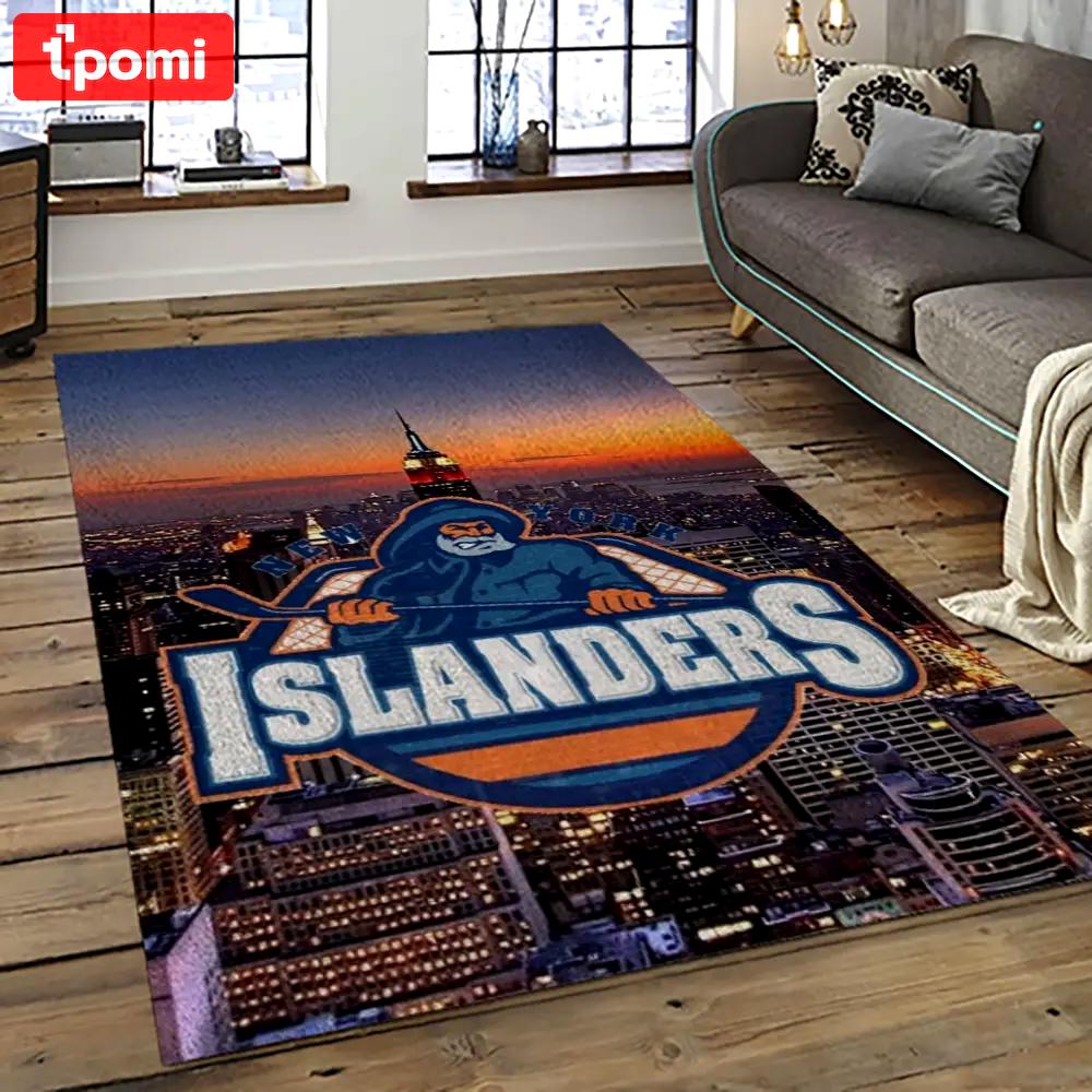 Nhl new york islanders hockey team logo sport carpet rectangle area rug for living room nyi49 Rectangle Rug