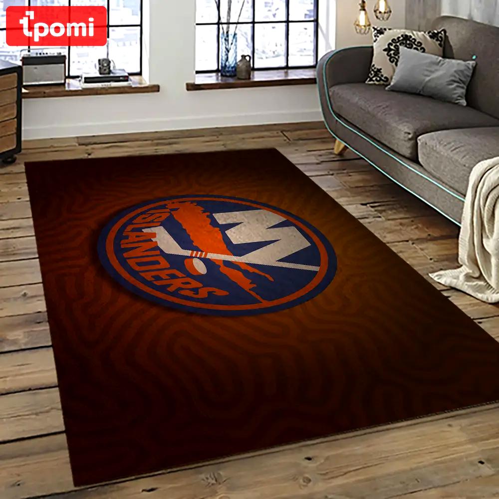Nhl new york islanders hockey team logo sport carpet rectangle area rug for living room nyi74 Rectangle Rug