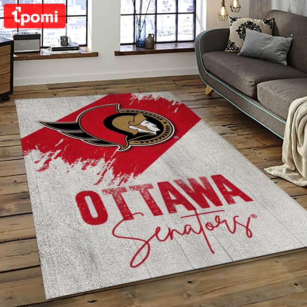 Nhl ottawa senators hockey team logo sport carpet rectangle area rug for living room os12 Rectangle Rug