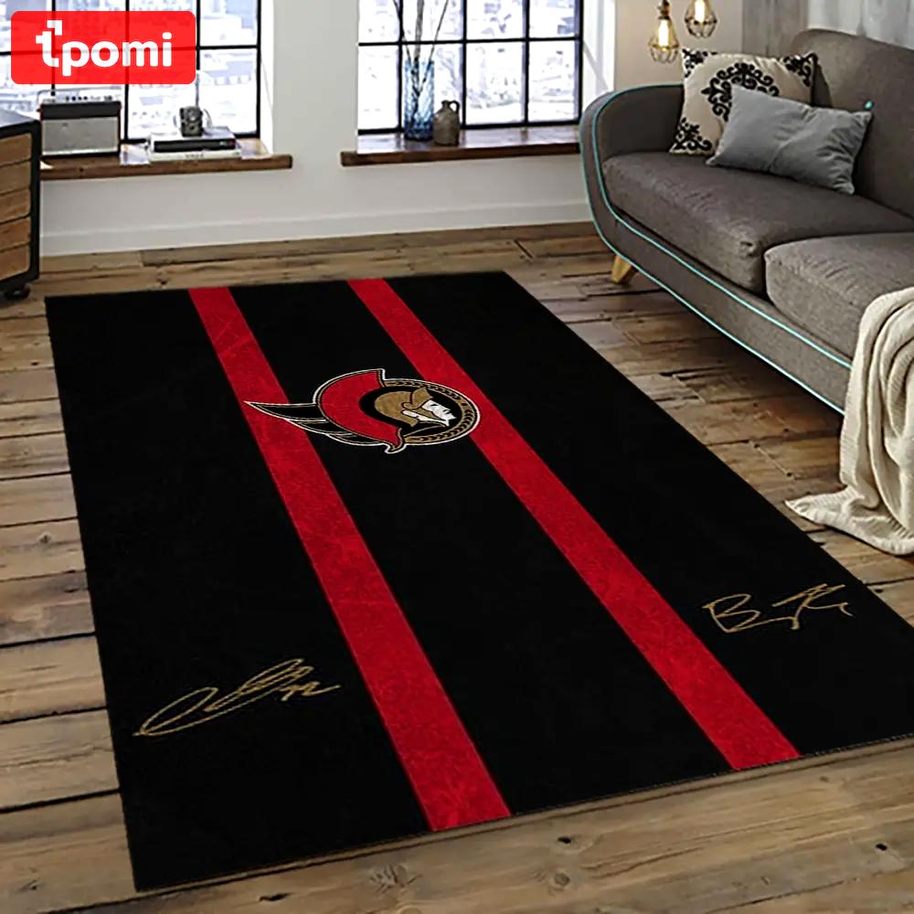 Nhl ottawa senators hockey team logo sport carpet rectangle area rug for living room os17 Rectangle Rug