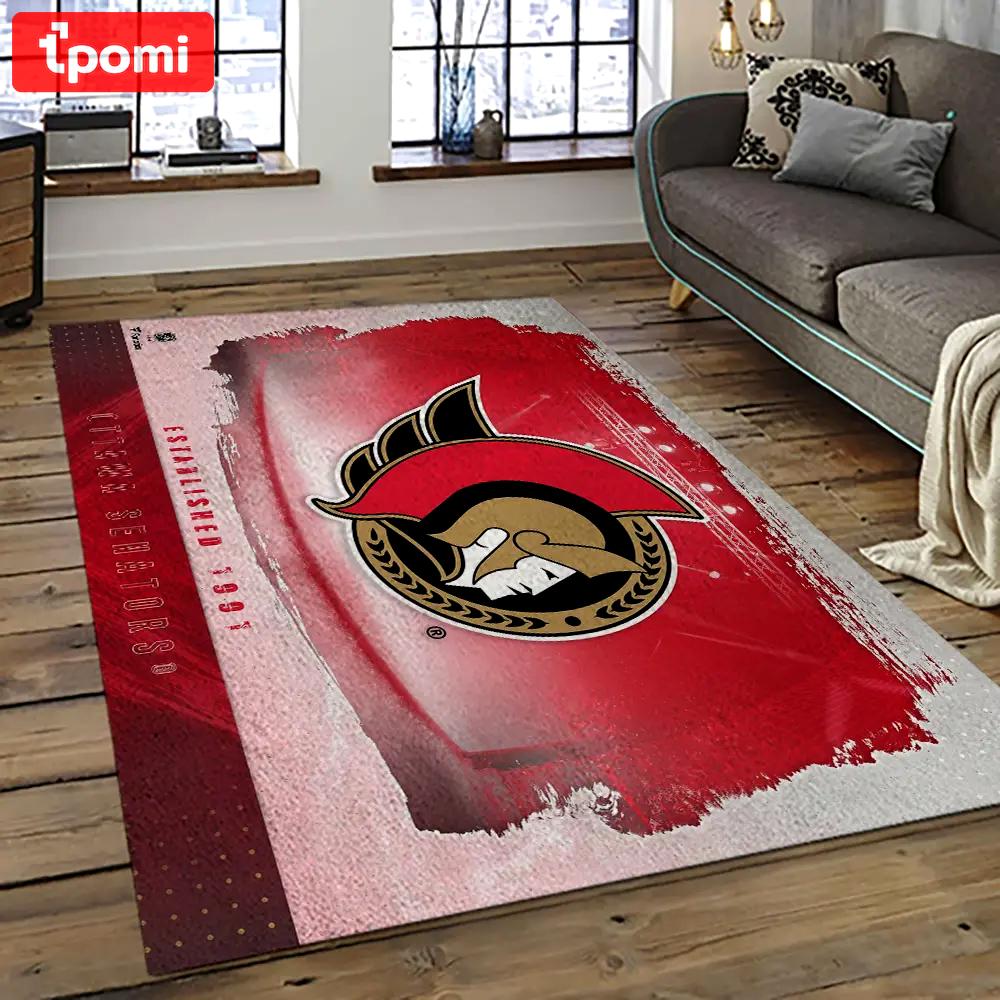 Nhl ottawa senators hockey team logo sport carpet rectangle area rug for living room os22 Rectangle Rug