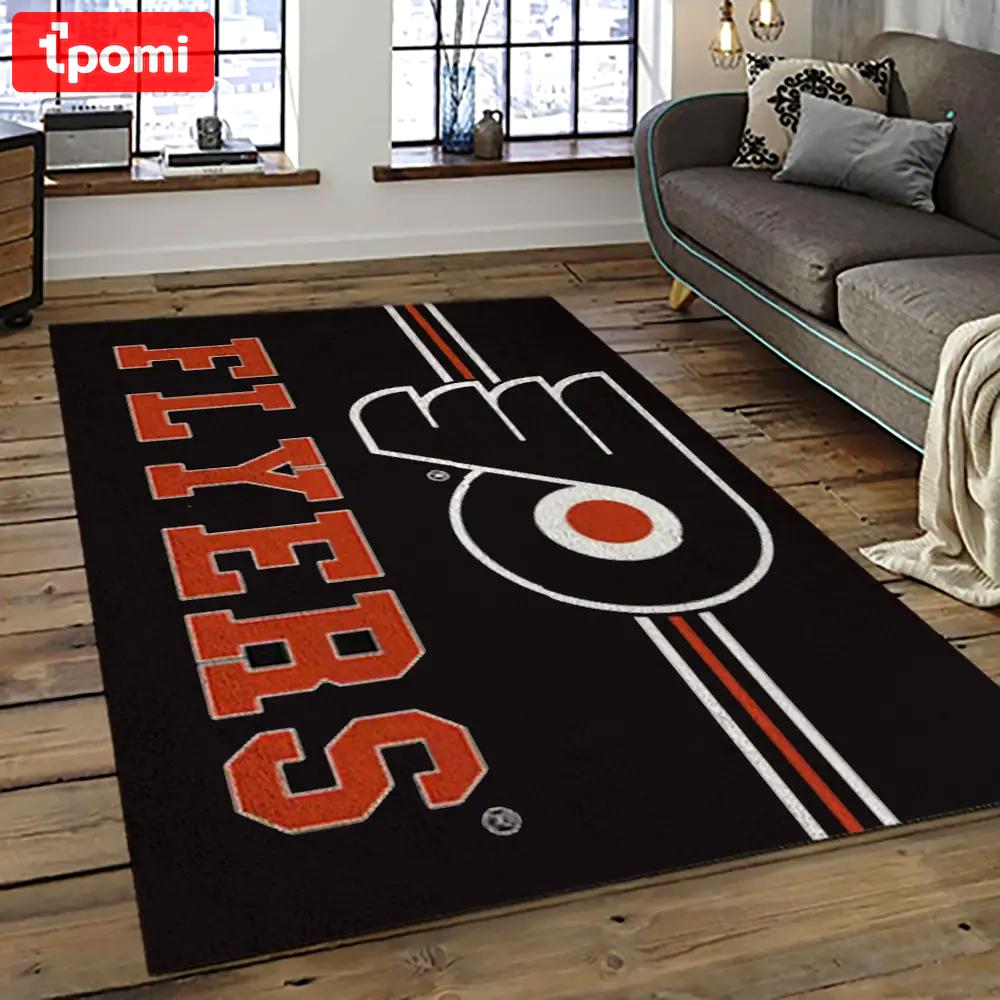 Nhl philadelphia flyers hockey team logo sport carpet rectangle area rug for living room pf10 Rectangle Rug